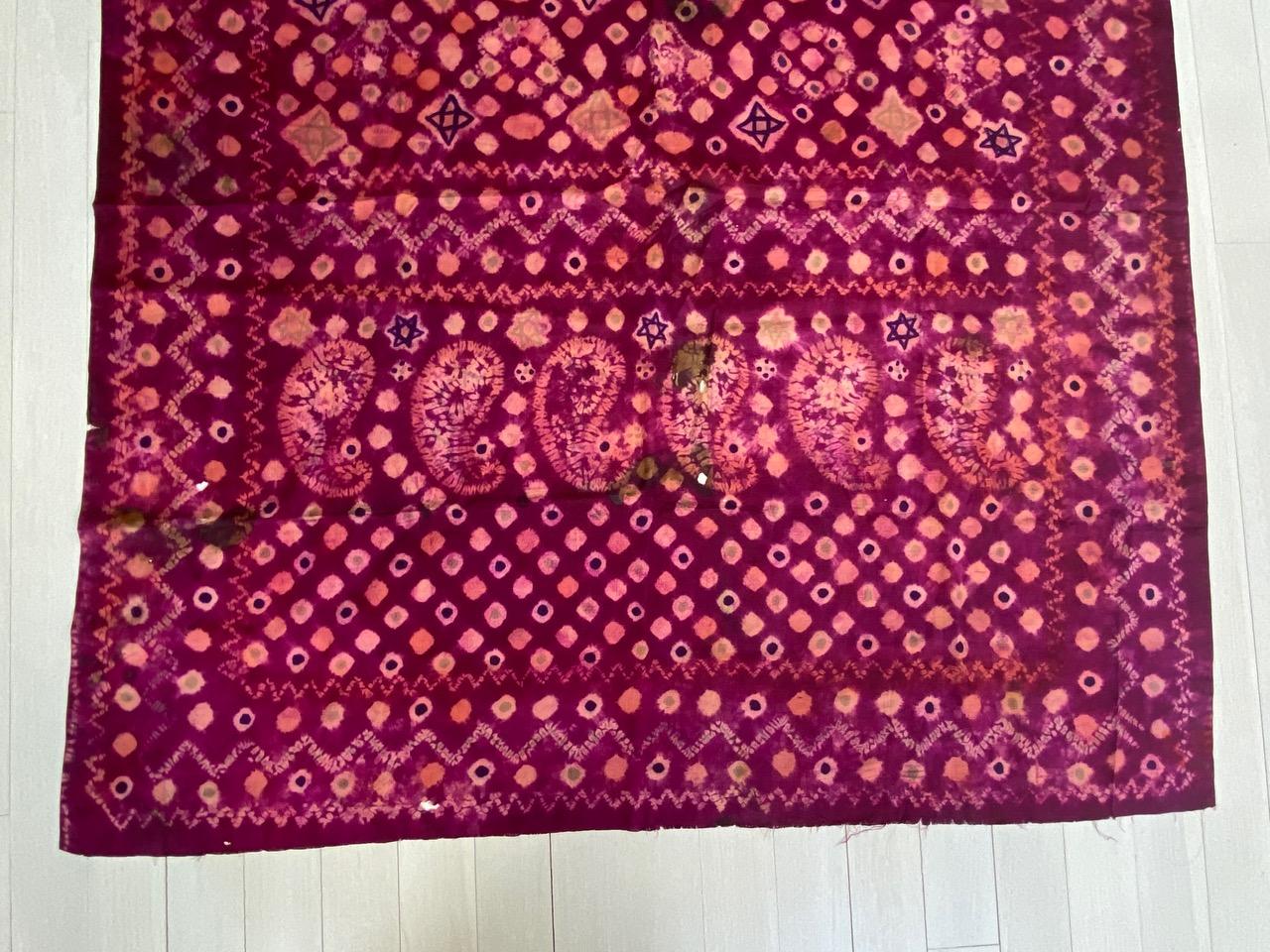 Andrianna Shamaris Antique Burnt Orange and Purple Silk Textile In Fair Condition In New York, NY