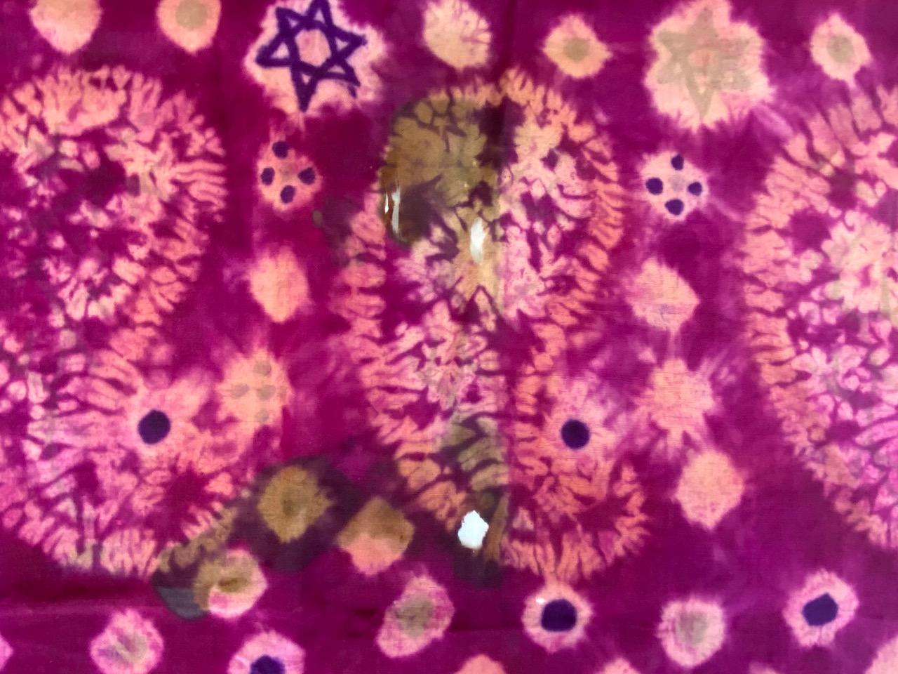 20th Century Andrianna Shamaris Antique Burnt Orange and Purple Silk Textile