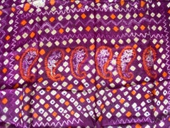 Antique Burnt Orange and Purple Silk Textile