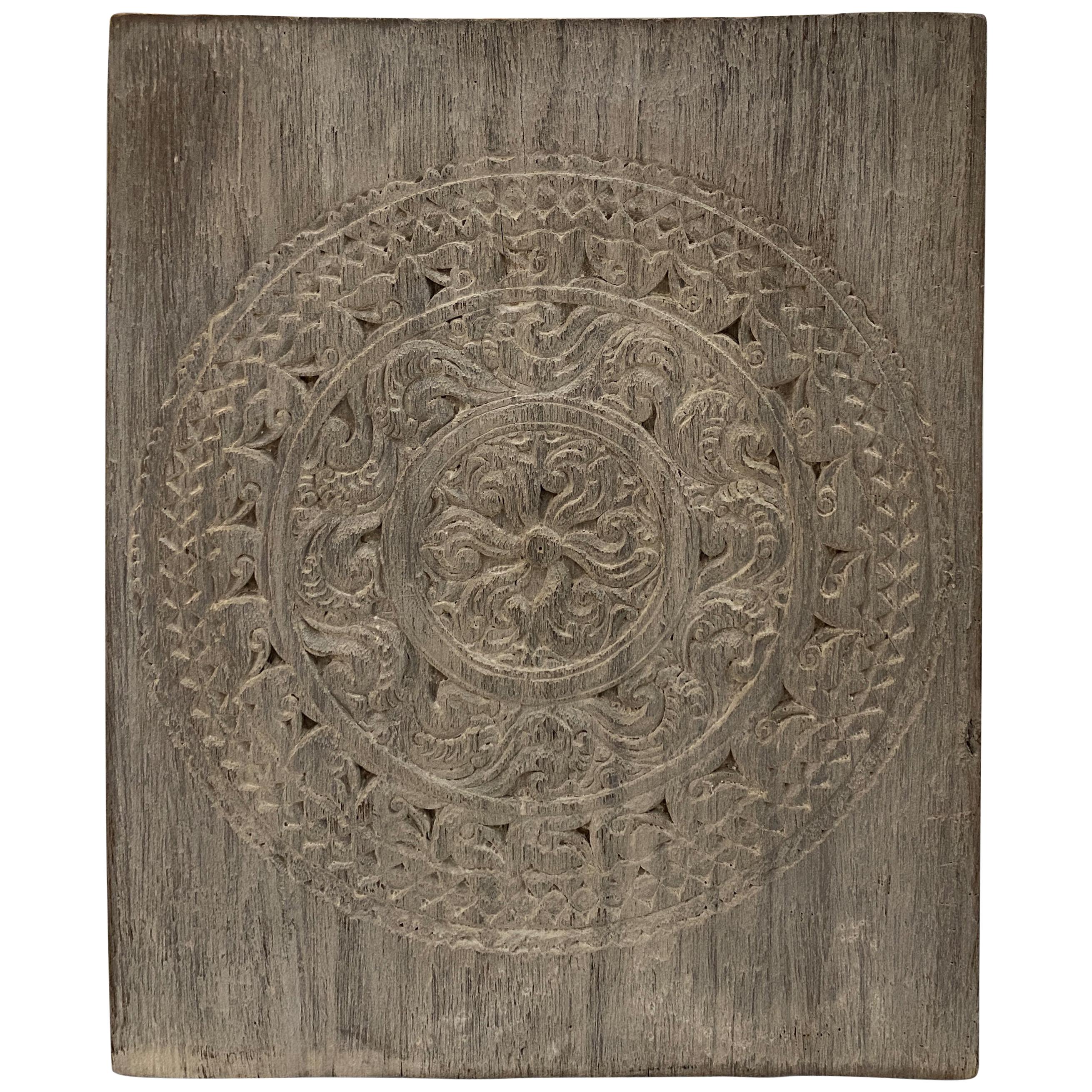 Andrianna Shamaris Antique Carved Teak Wood Panel