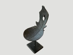 Antique Coconut Wood Rice Spoon on a Stand