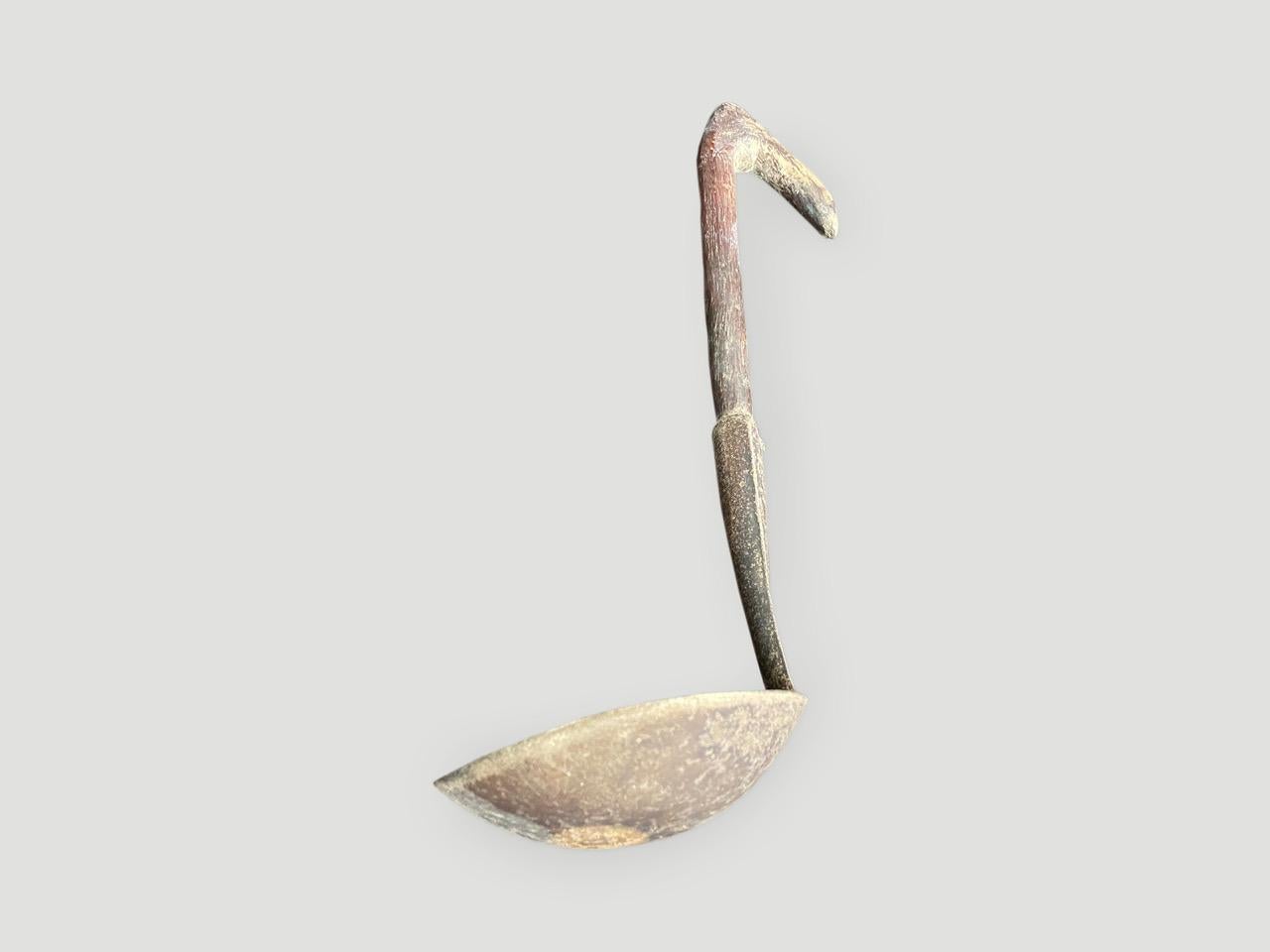 Tribal Andrianna Shamaris Antique Hand Antique Wooden Ladle For Sale