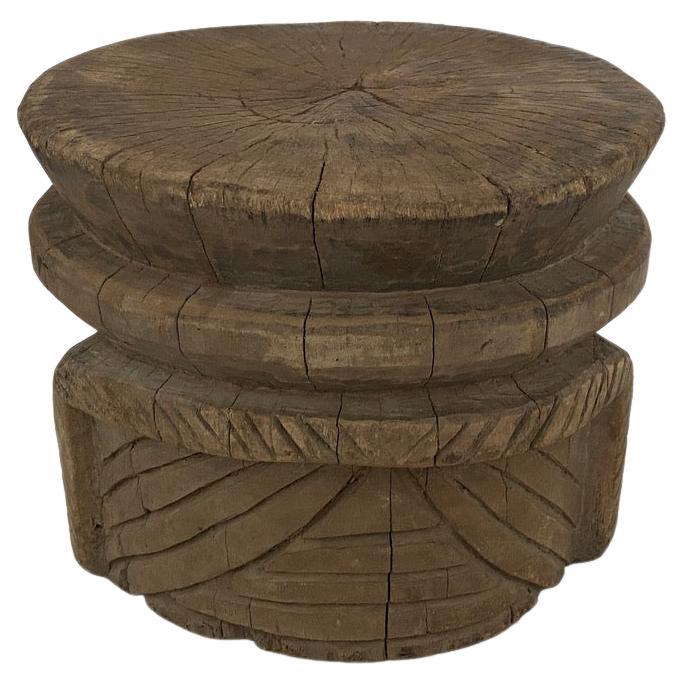 Andrianna Shamaris Antique Hand Carved African Side Table or Stool