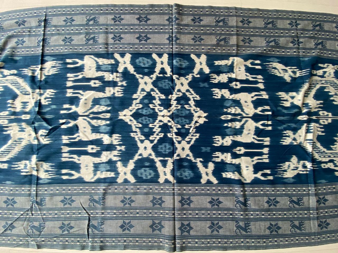 Andrianna Shamaris Antique Indigo Hand Woven Cotton Large Ikat 4