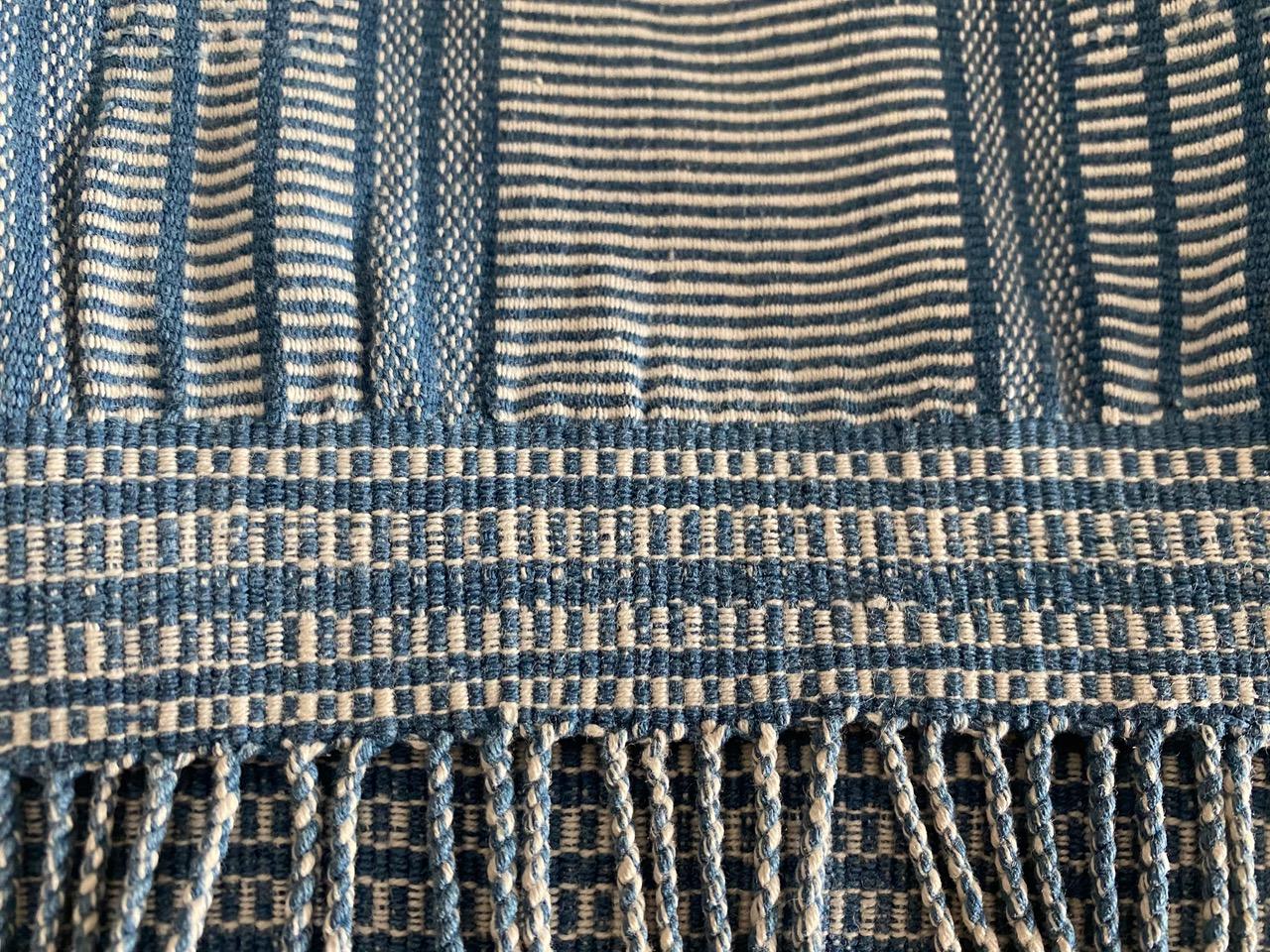 Andrianna Shamaris Antique Indigo Hand Woven Cotton Large Ikat 11