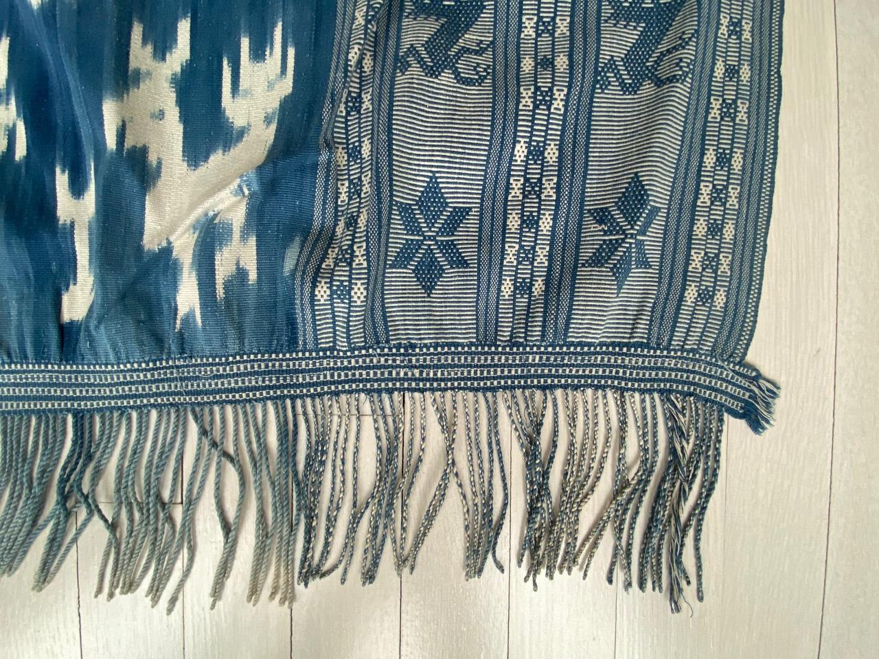 Hand-Woven Andrianna Shamaris Antique Indigo Hand Woven Cotton Large Ikat