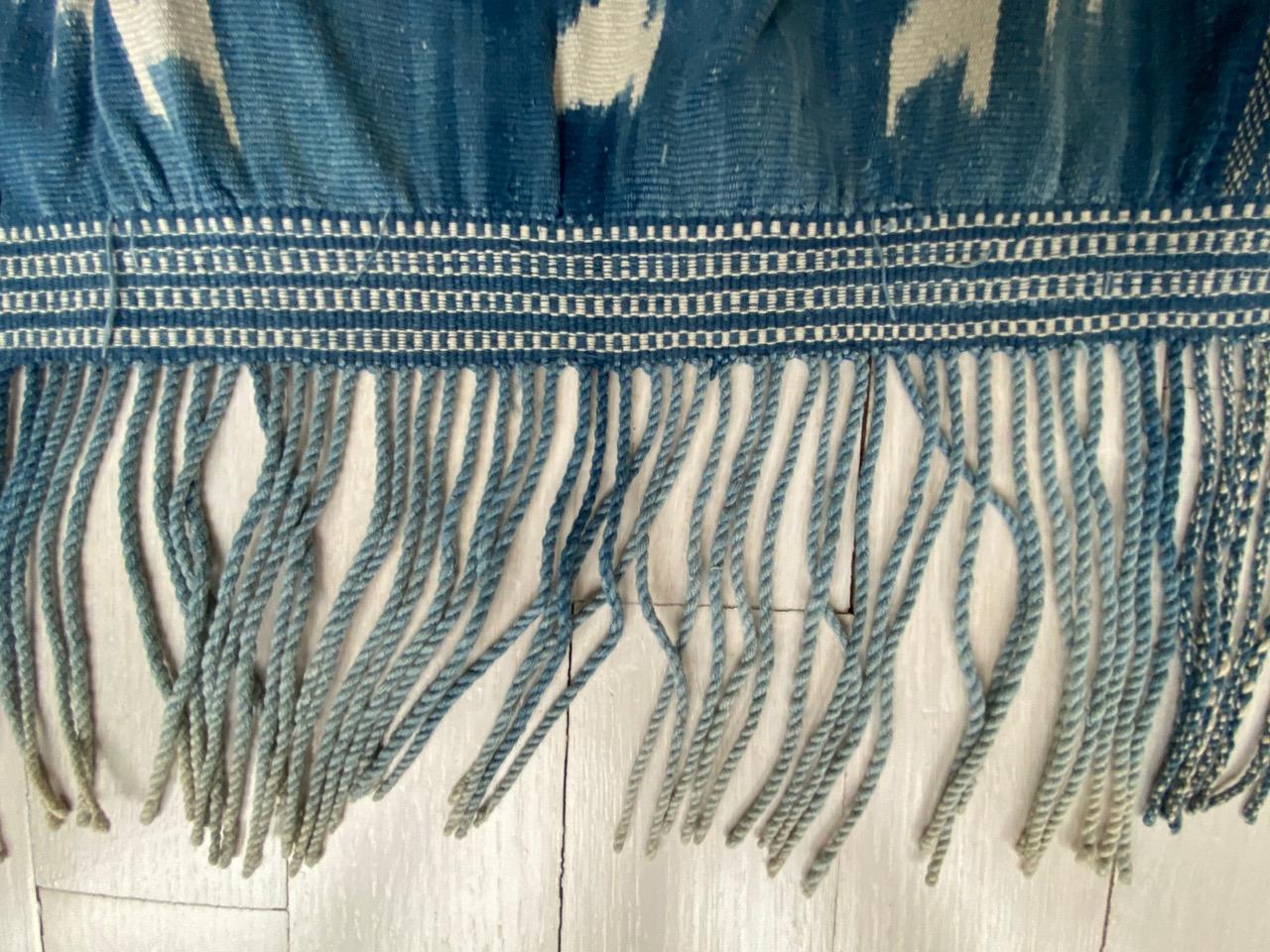 Andrianna Shamaris Antique Indigo Hand Woven Cotton Large Ikat In Excellent Condition In New York, NY
