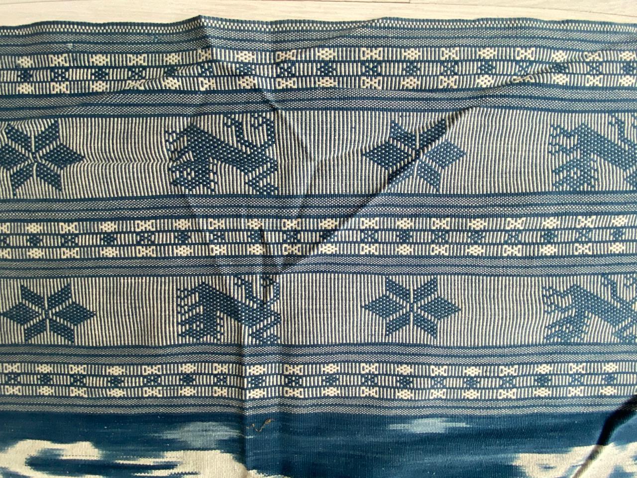 Andrianna Shamaris Antique Indigo Hand Woven Cotton Large Ikat 1