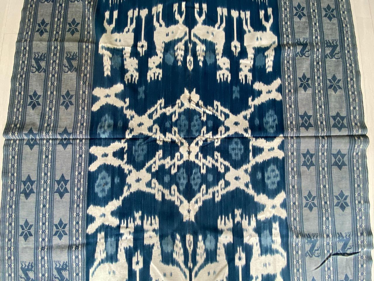 Andrianna Shamaris Antique Indigo Hand Woven Cotton Large Ikat 2