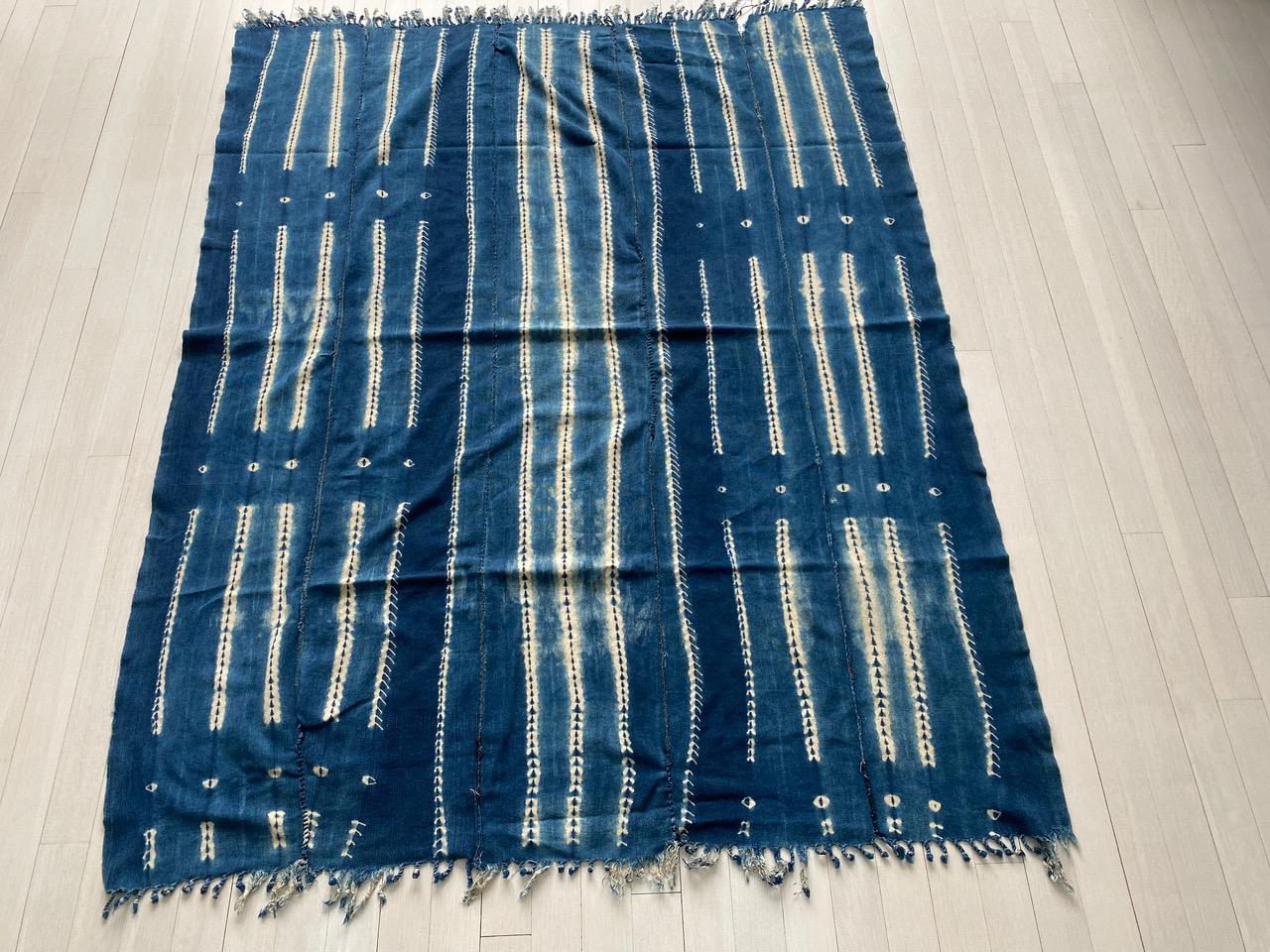 Tribal Andrianna Shamaris Antique Indigo Mali Textile For Sale