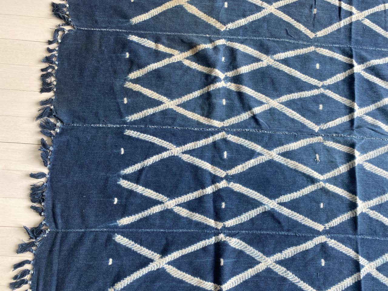 Tribal Andrianna Shamaris Antique Indigo Mali Textile For Sale