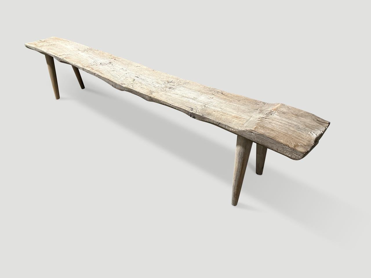 Mid-20th Century Andrianna Shamaris Antique Long Teak Wood Wabi Sabi Bench For Sale
