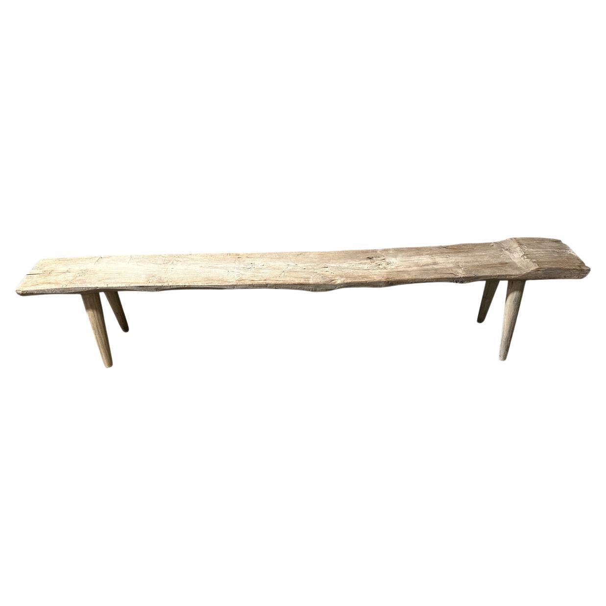 Andrianna Shamaris Antique Long Teak Wood Wabi Sabi Bench For Sale