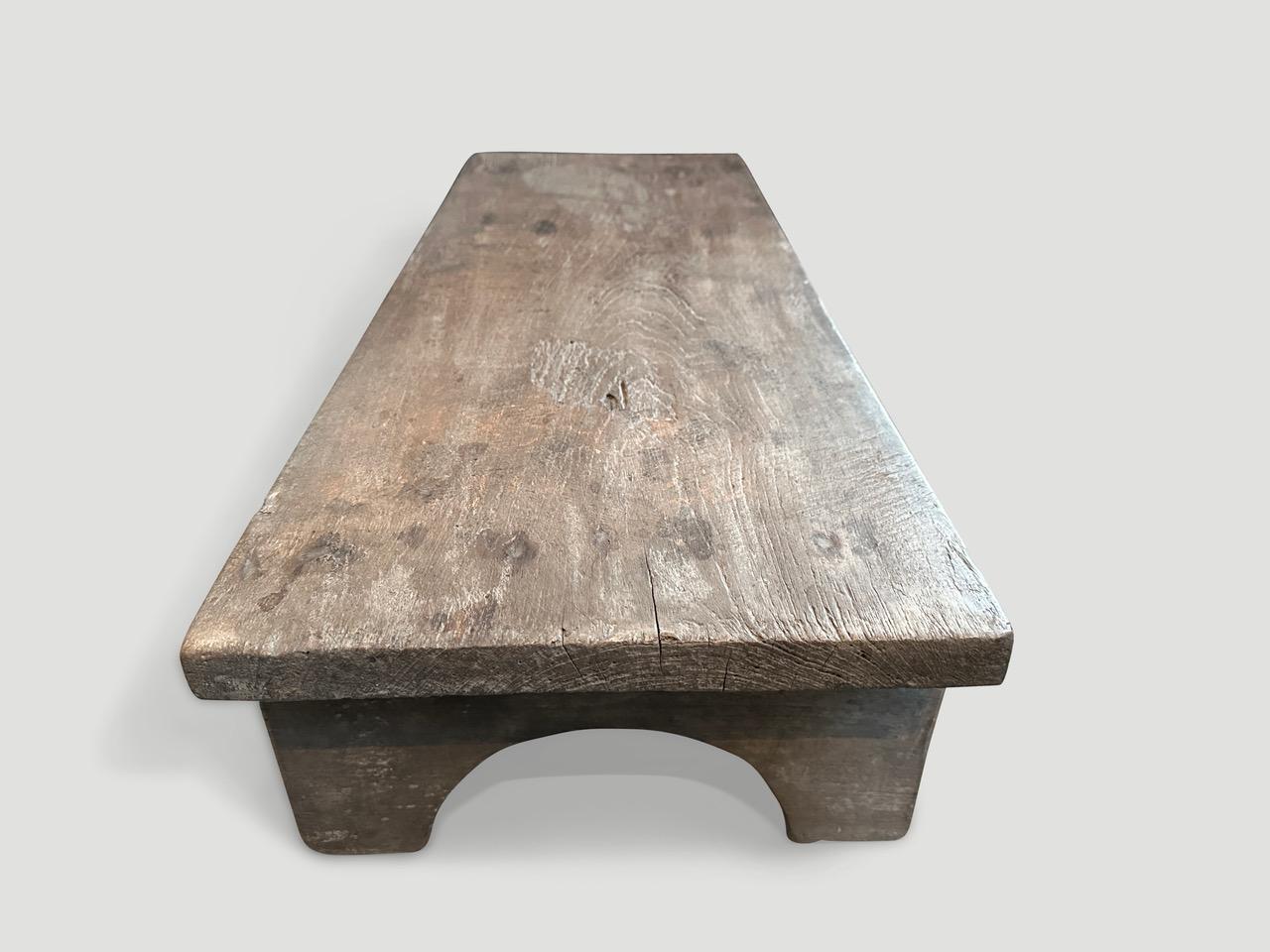 Andrianna Shamaris Antique Low Teak Wood Coffee Table In Excellent Condition For Sale In New York, NY