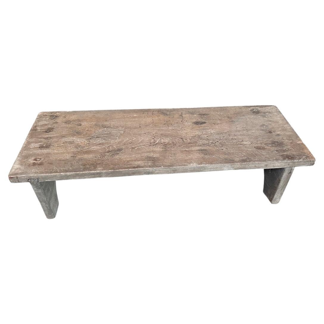 Andrianna Shamaris Antique Low Teak Wood Coffee Table For Sale