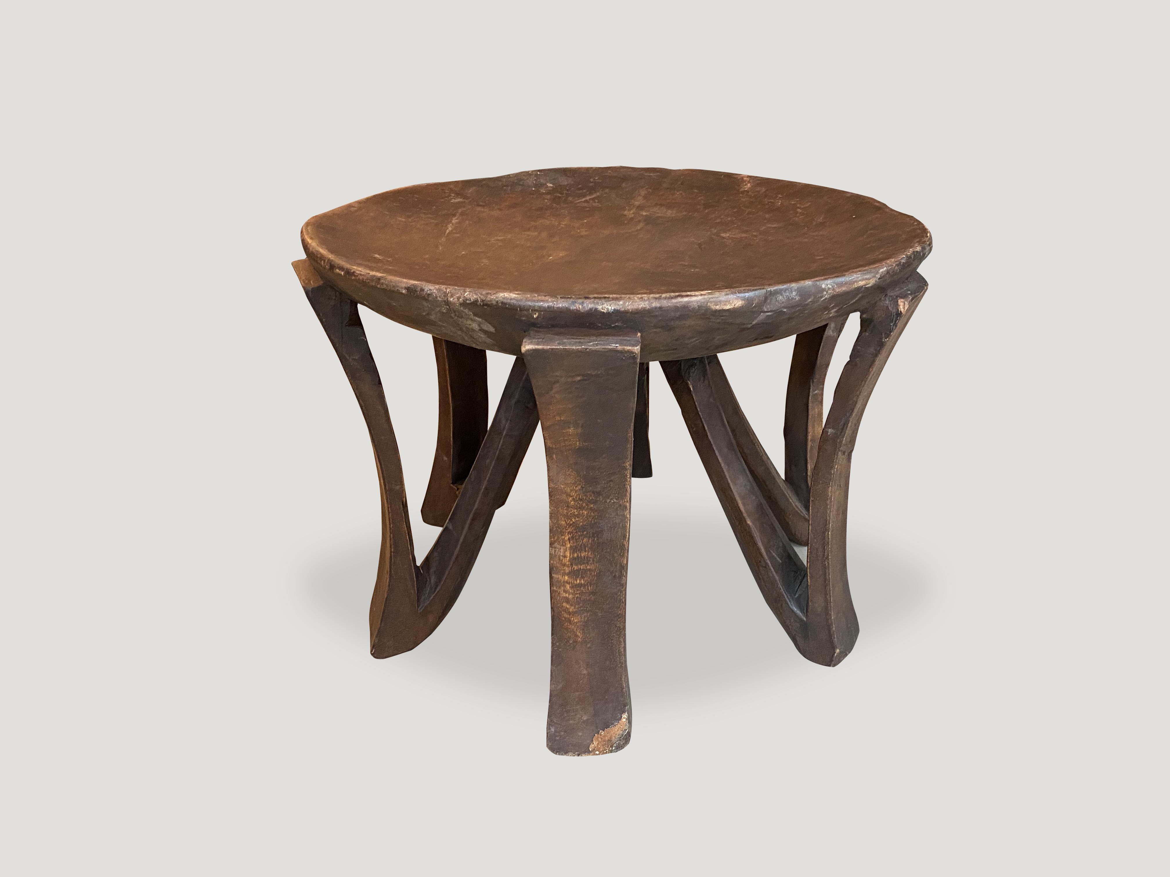 Andrianna Shamaris Antique Mahogany Wood African Sculptural Side Table or Bowl In Excellent Condition In New York, NY