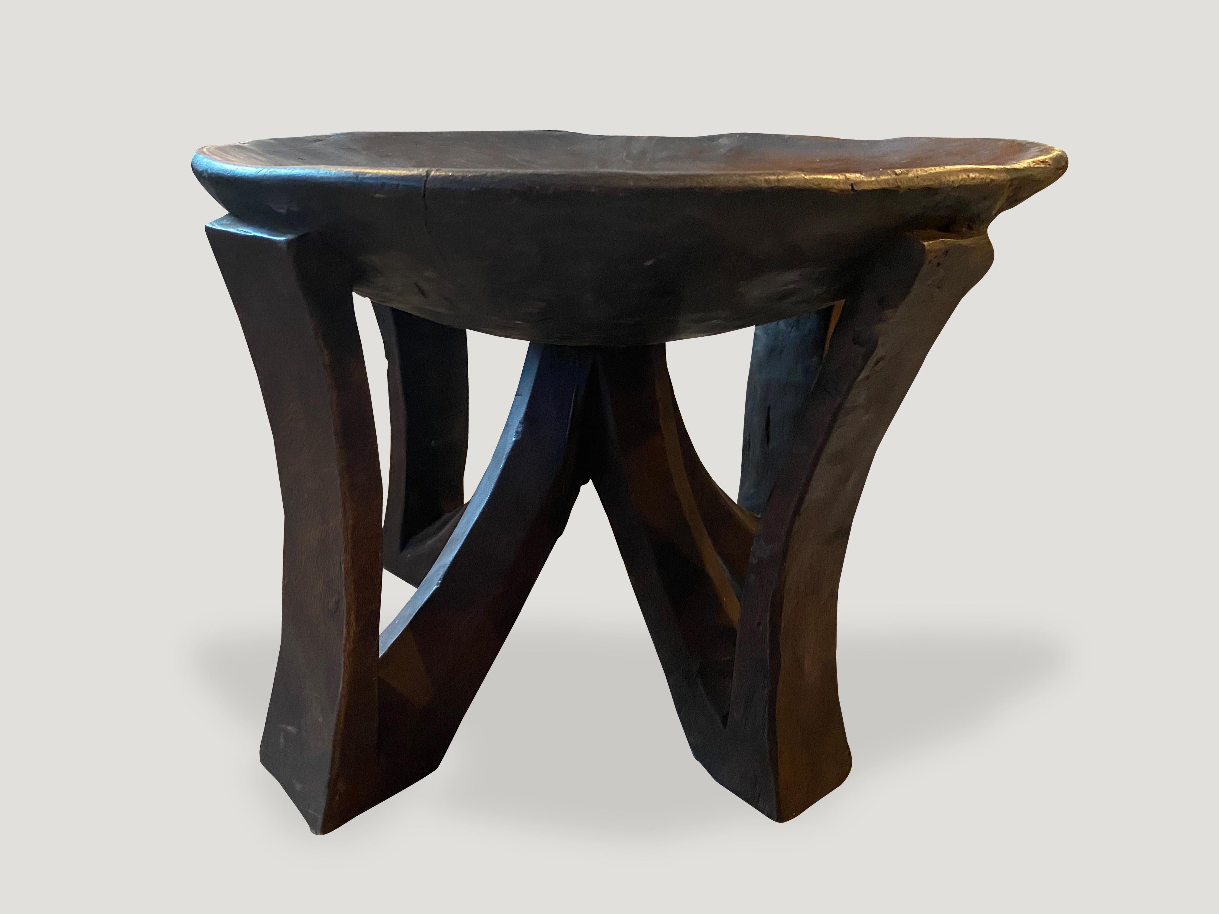 Tribal Antique Mahogany Wood African Sculptural Side Table or Bowl