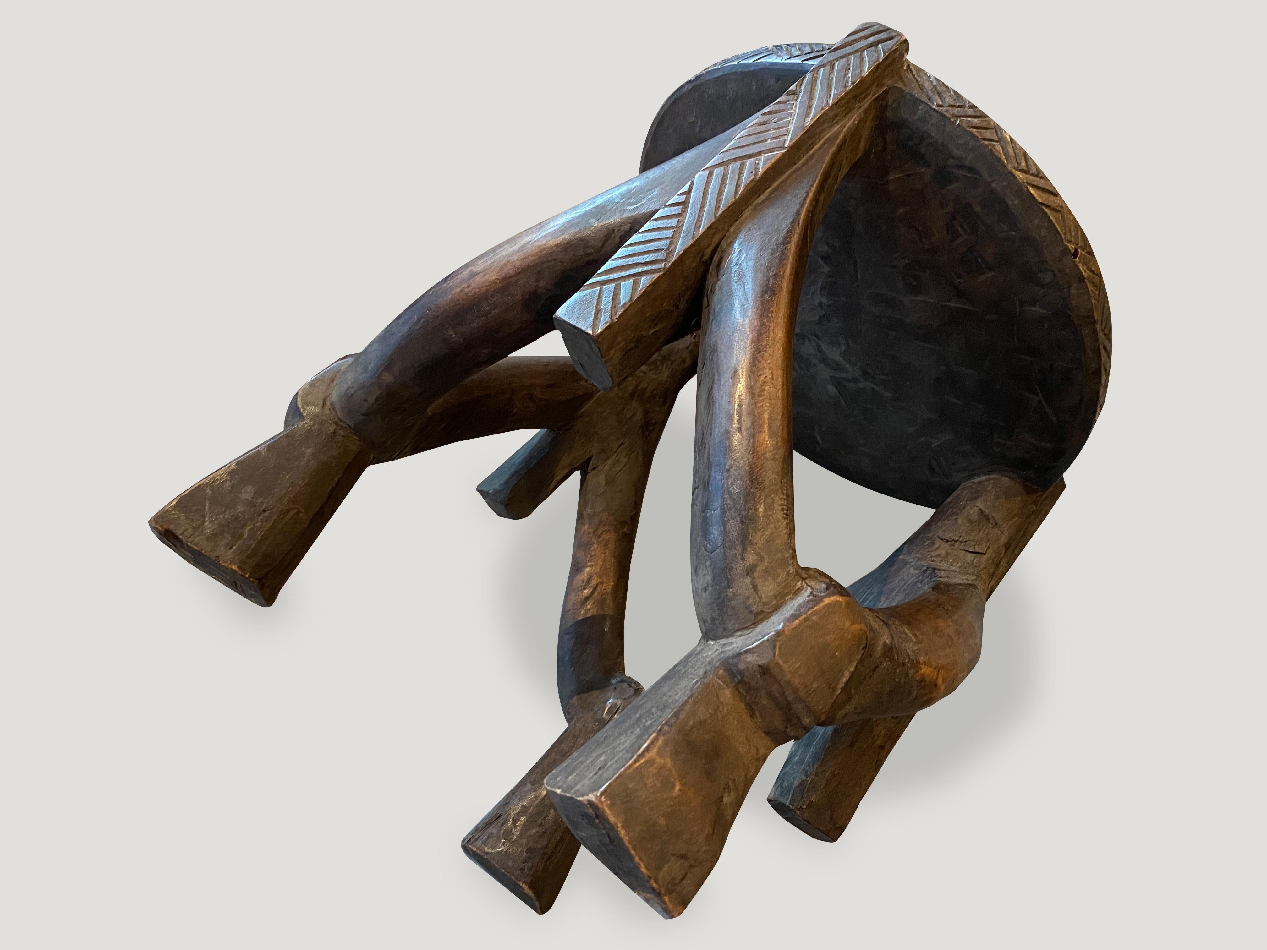 Mid-20th Century Andrianna Shamaris Antique Mahogany Wood African Sculptural Side Table or Stool