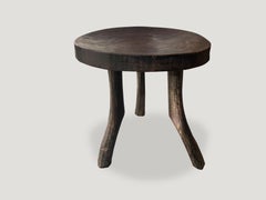 Andrianna Shamaris Antique Mahogany Wood African Stool or Side Table