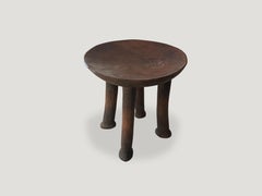 Andrianna Shamaris Antique Mahogany Wood African Stool or Side Table