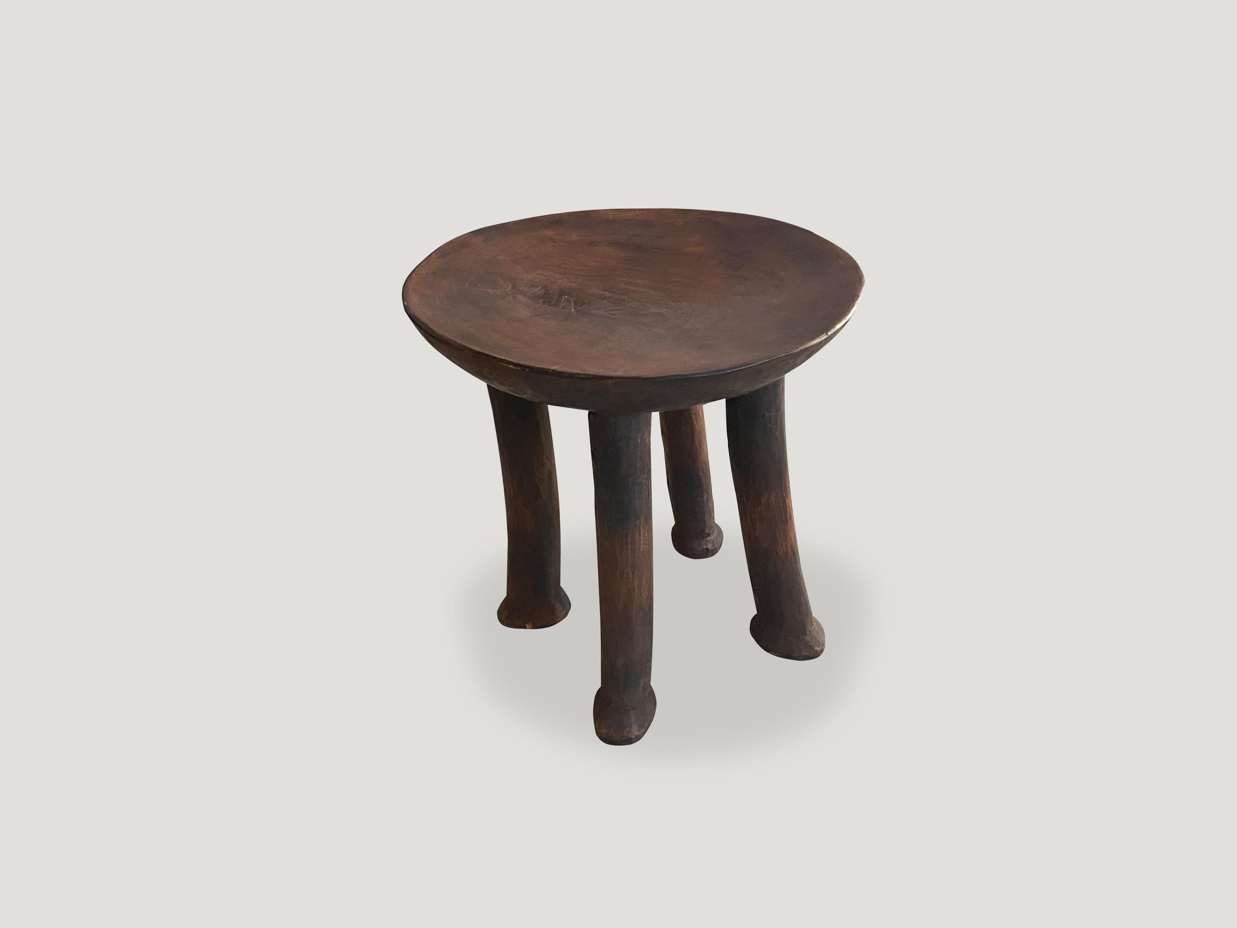 Andrianna Shamaris Antique Mahogany Wood African Stool or Side Table In Excellent Condition In New York, NY