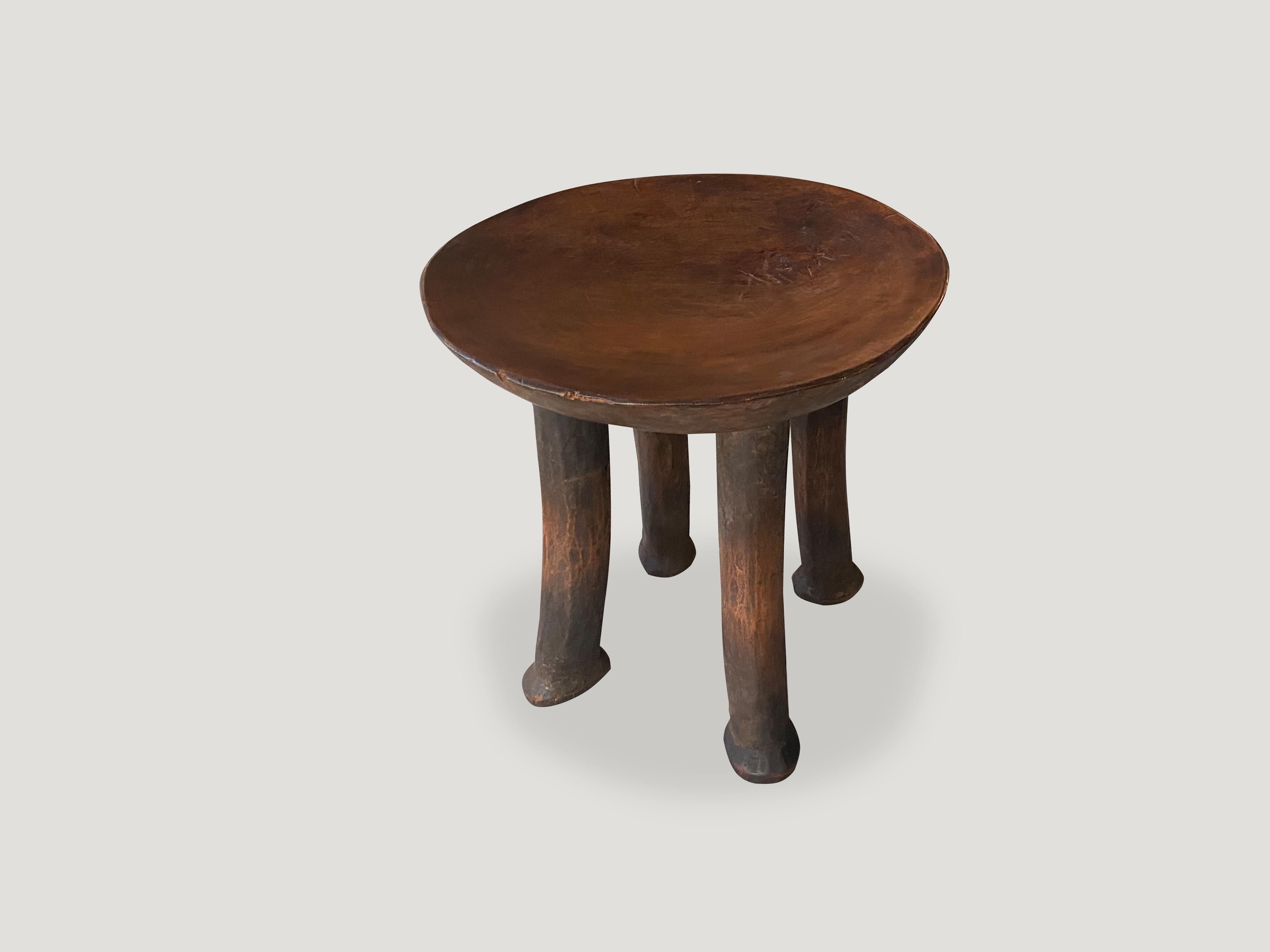 20th Century Andrianna Shamaris Antique Mahogany Wood African Stool or Side Table
