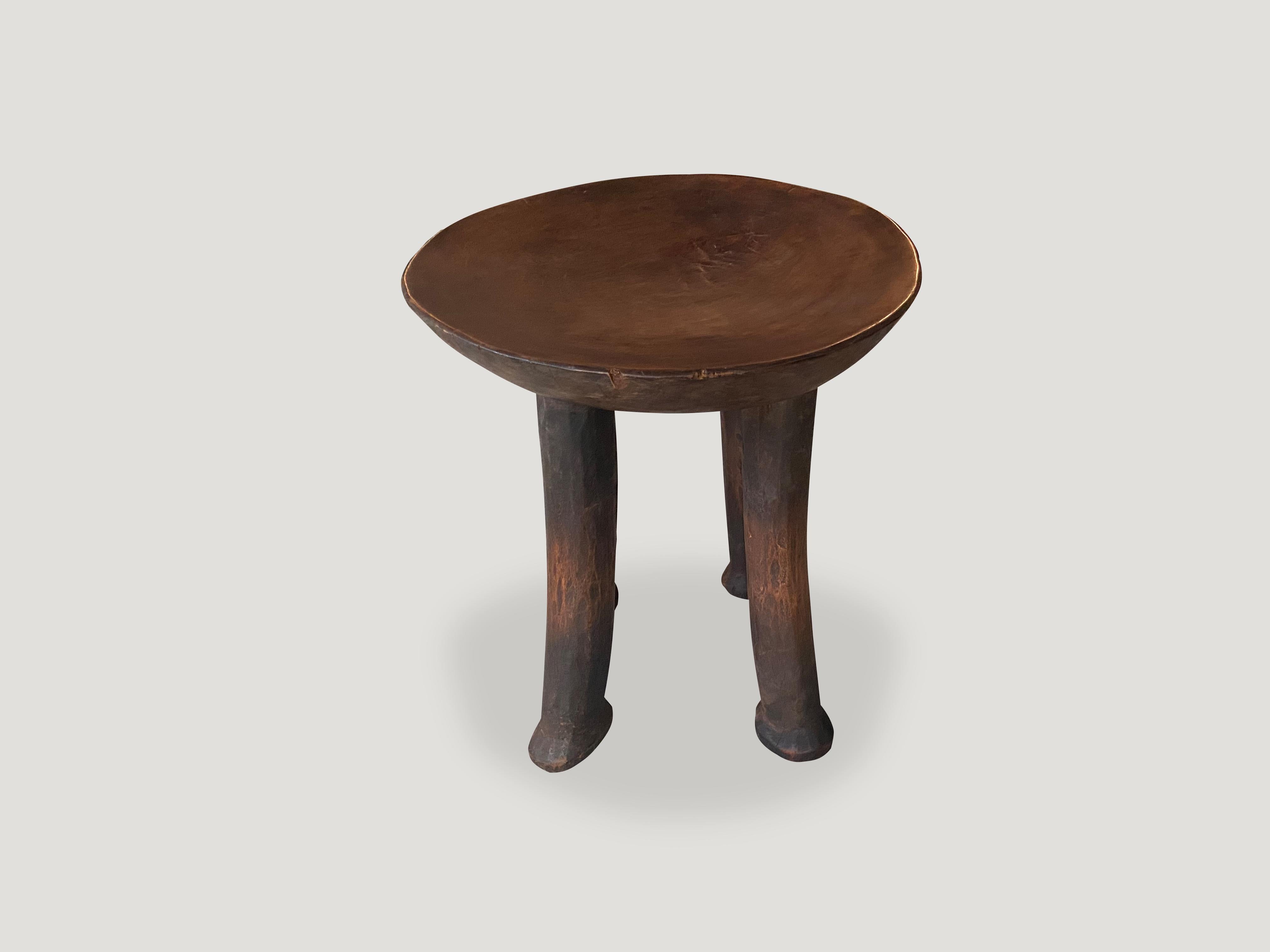 Andrianna Shamaris Antique Mahogany Wood African Stool or Side Table 1