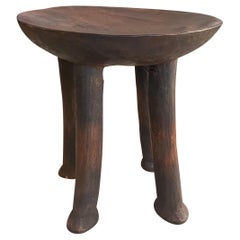 Andrianna Shamaris Antique Mahogany Wood African Stool or Side Table