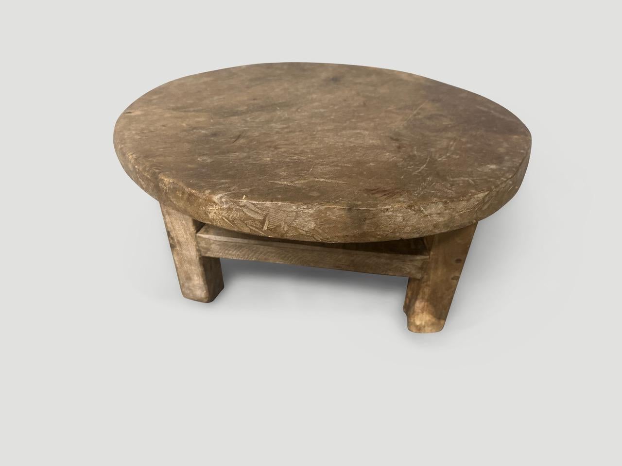 Minimalist Antique Round Side Table or Stool For Sale
