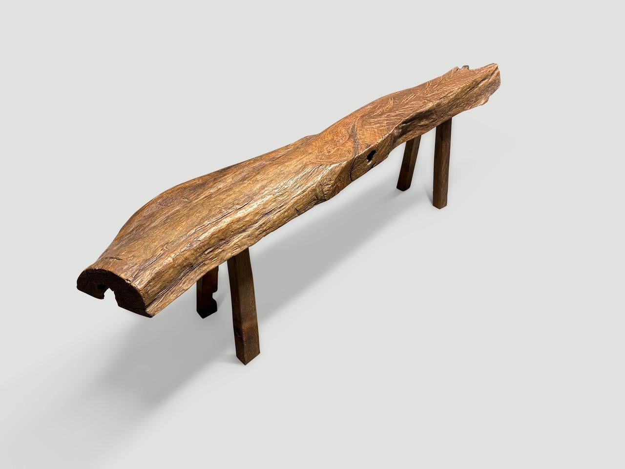 Andrianna Shamaris Antique Sculptural Teak Wood Bench In Excellent Condition For Sale In New York, NY