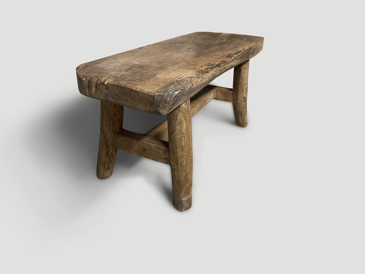 Organic Modern Andrianna Shamaris Antique Side Table or Bench For Sale