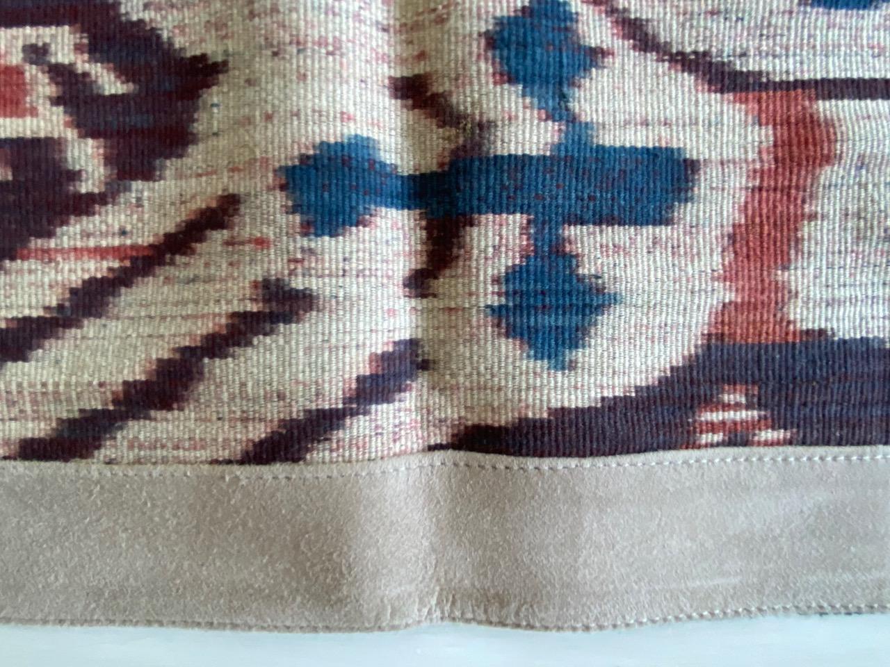 Andrianna Shamaris Antique Sumba Hinggi Hip Cloth with a Suede Border For Sale 3
