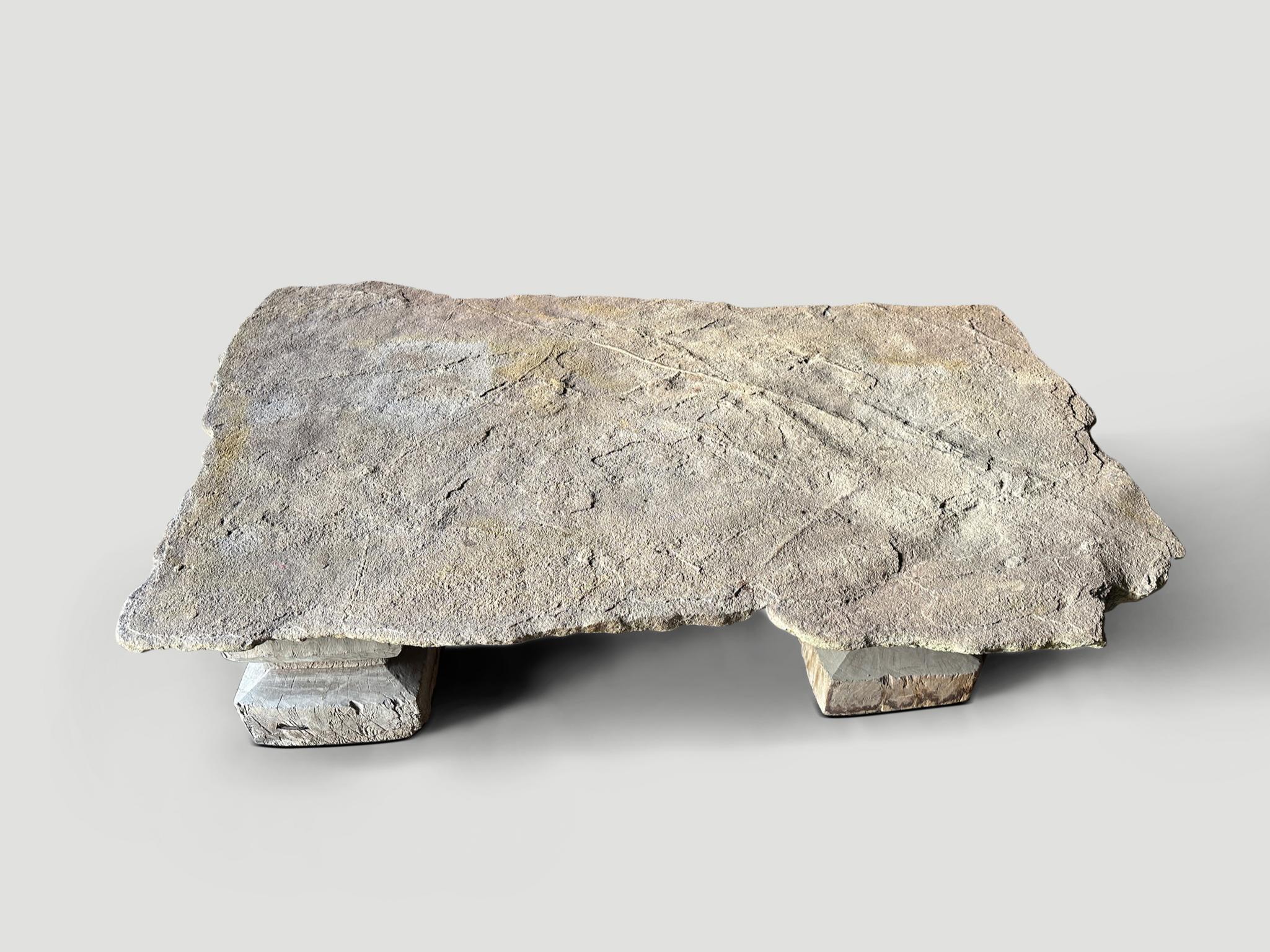 Rustic Andrianna Shamaris Antique Sumba Stone Coffee Table  For Sale
