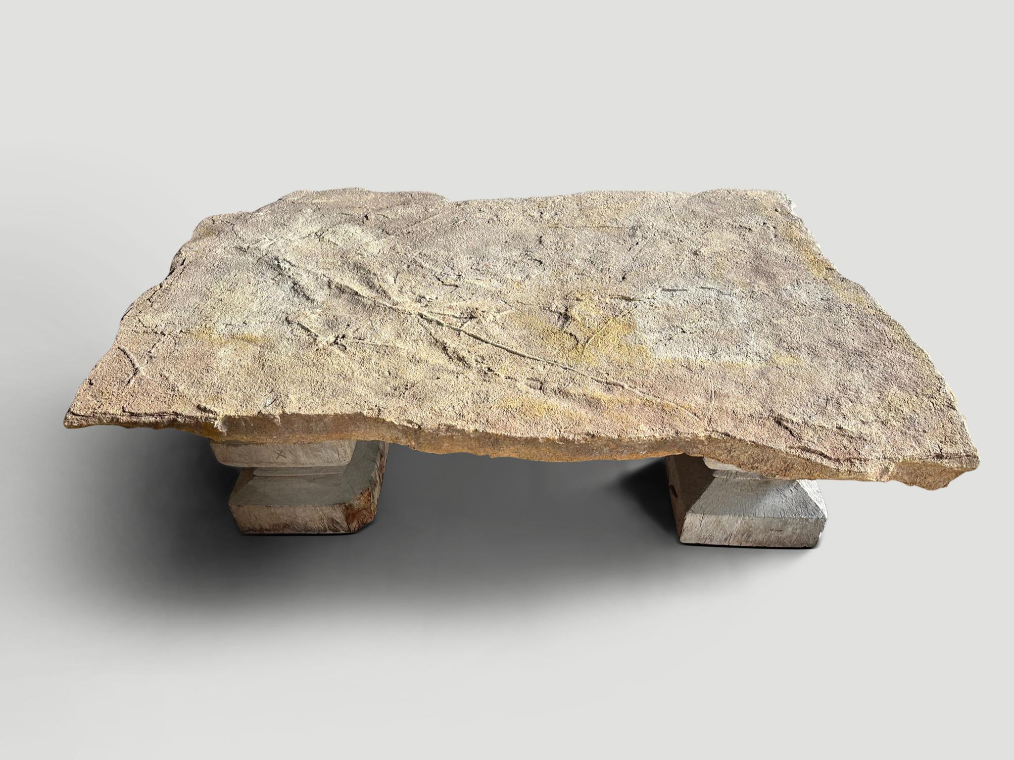 Early 20th Century Andrianna Shamaris Antique Sumba Stone Coffee Table  For Sale