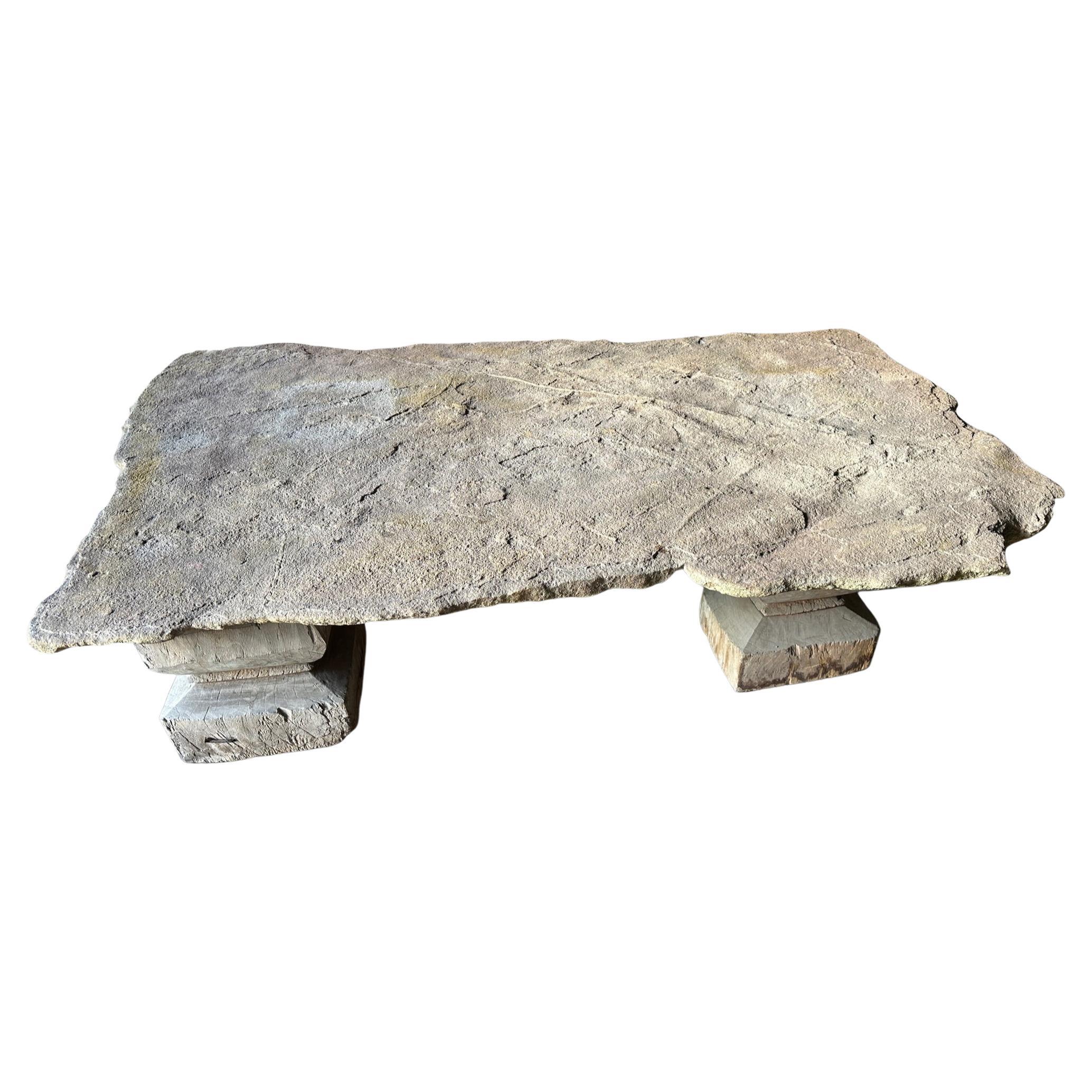 Andrianna Shamaris Antique Sumba Stone Coffee Table  For Sale