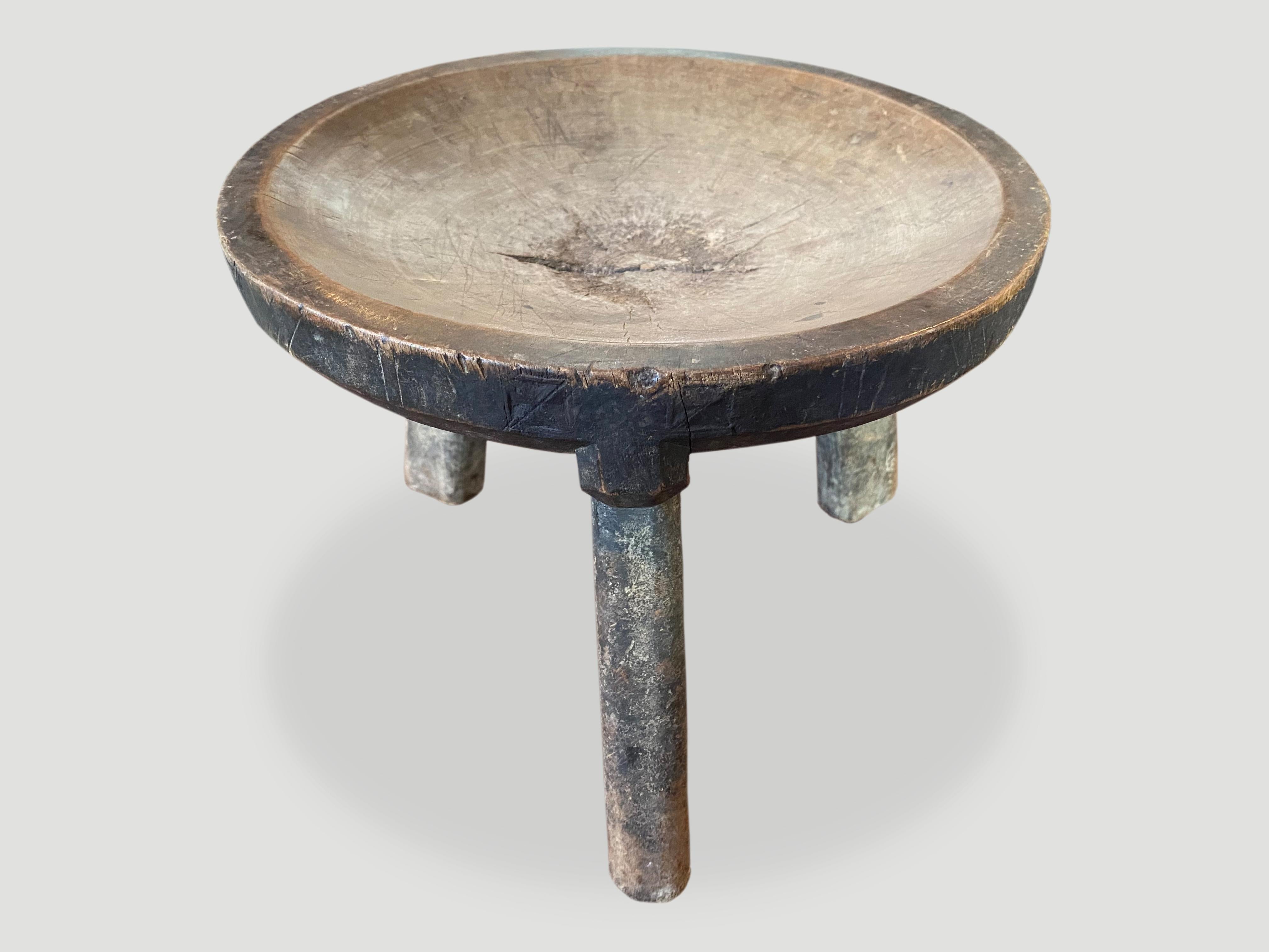 Andrianna Shamaris Antique Teak Wood African Stool, Side Table or Bowl In Excellent Condition In New York, NY