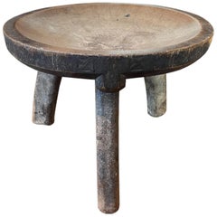 Andrianna Shamaris Antique Teak Wood African Stool, Side Table or Bowl
