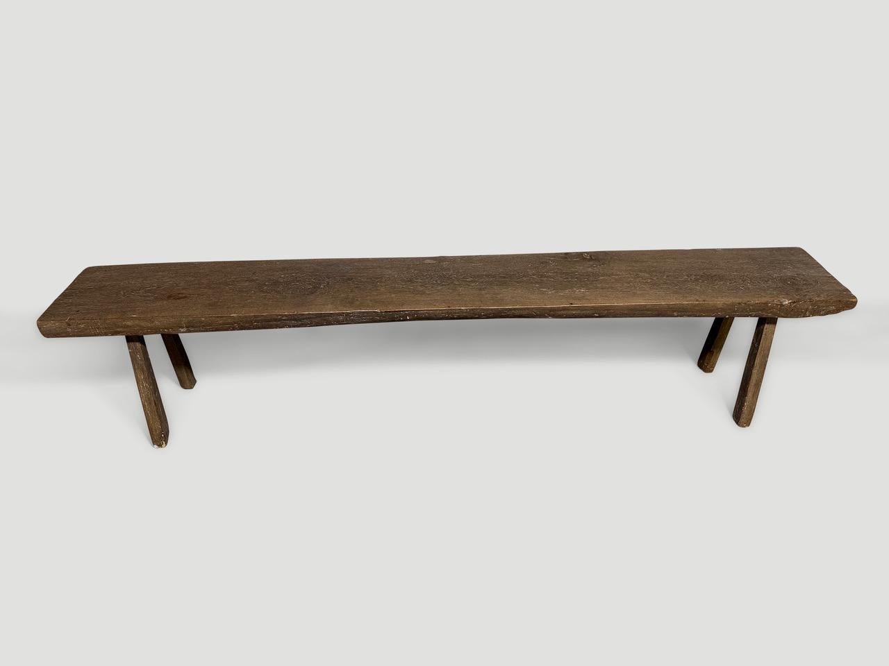 Organic Modern Andrianna Shamaris Antique Teak Wood Bench  For Sale