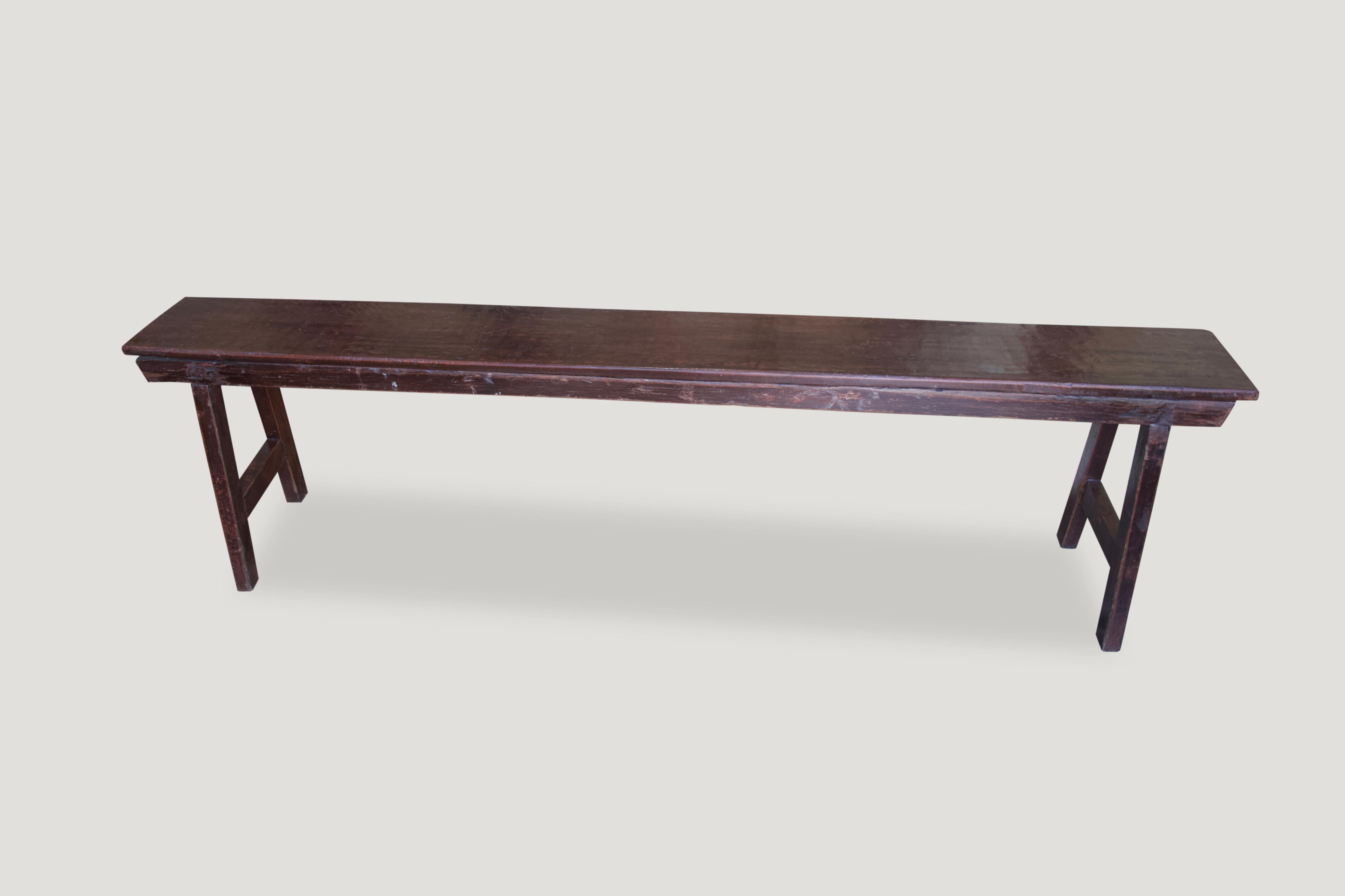 Andrianna Shamaris Antique Teak Wood Bench In Excellent Condition In New York, NY