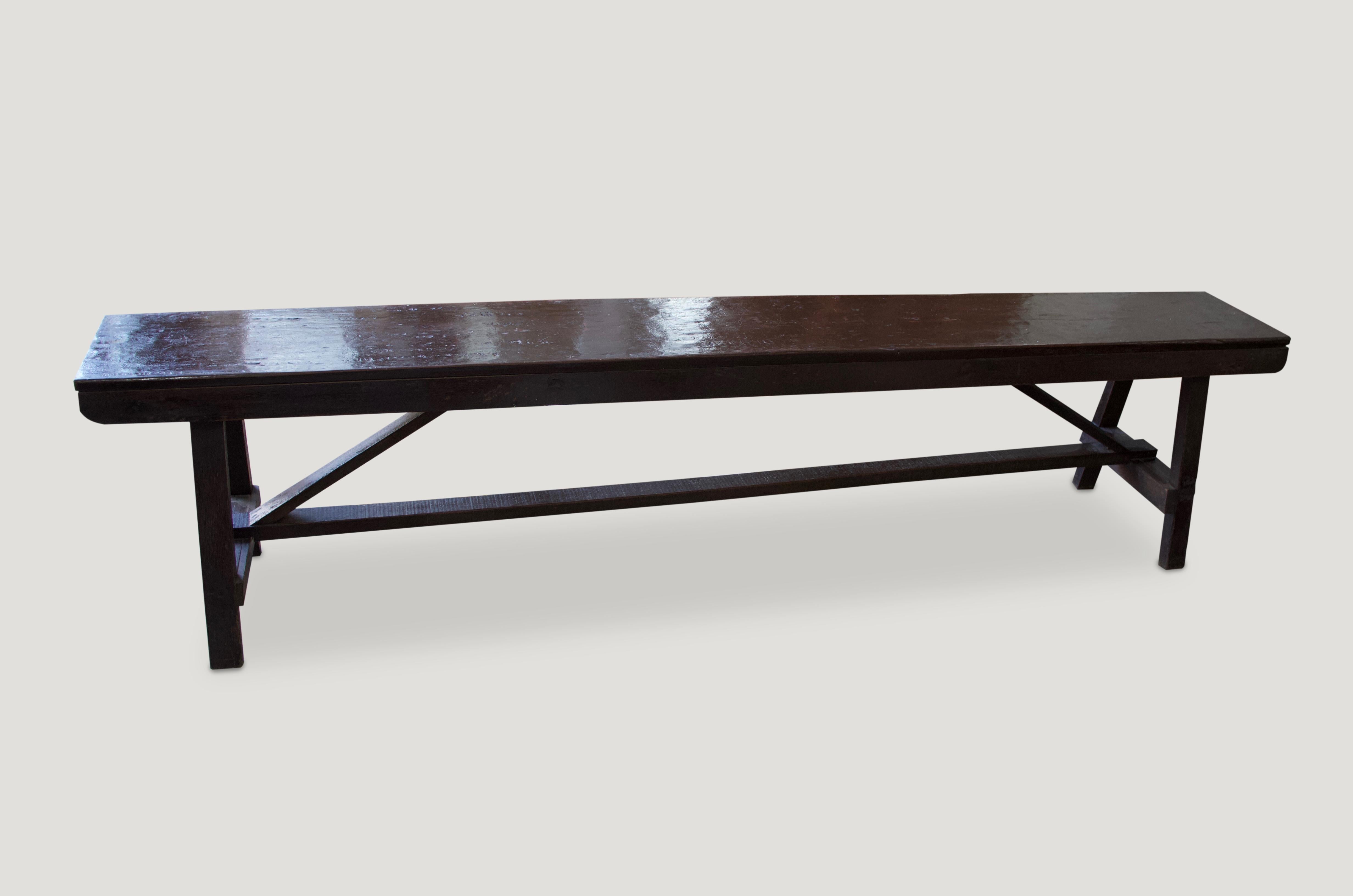 Andrianna Shamaris Antique Teak Wood Bench In Excellent Condition In New York, NY