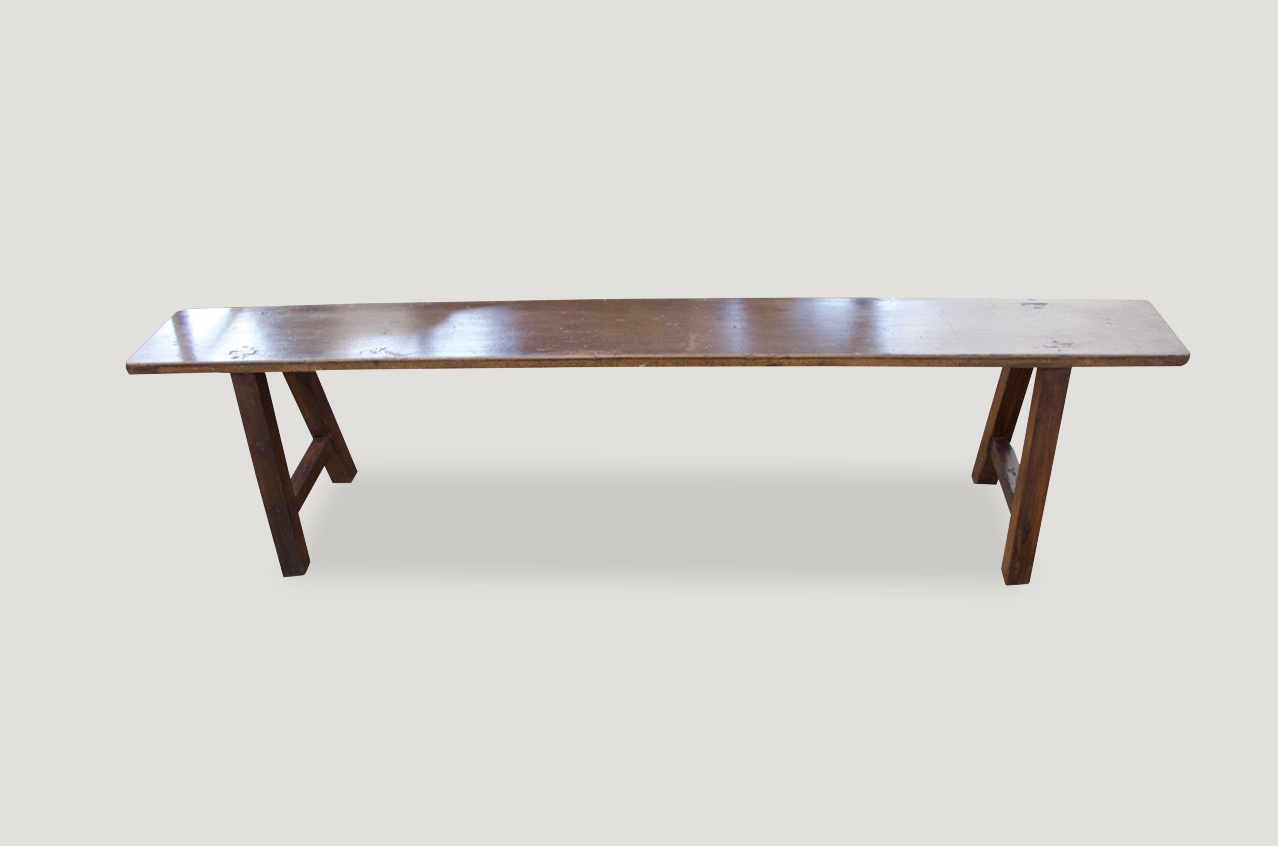 Andrianna Shamaris Antique Teak Wood Bench In Excellent Condition In New York, NY