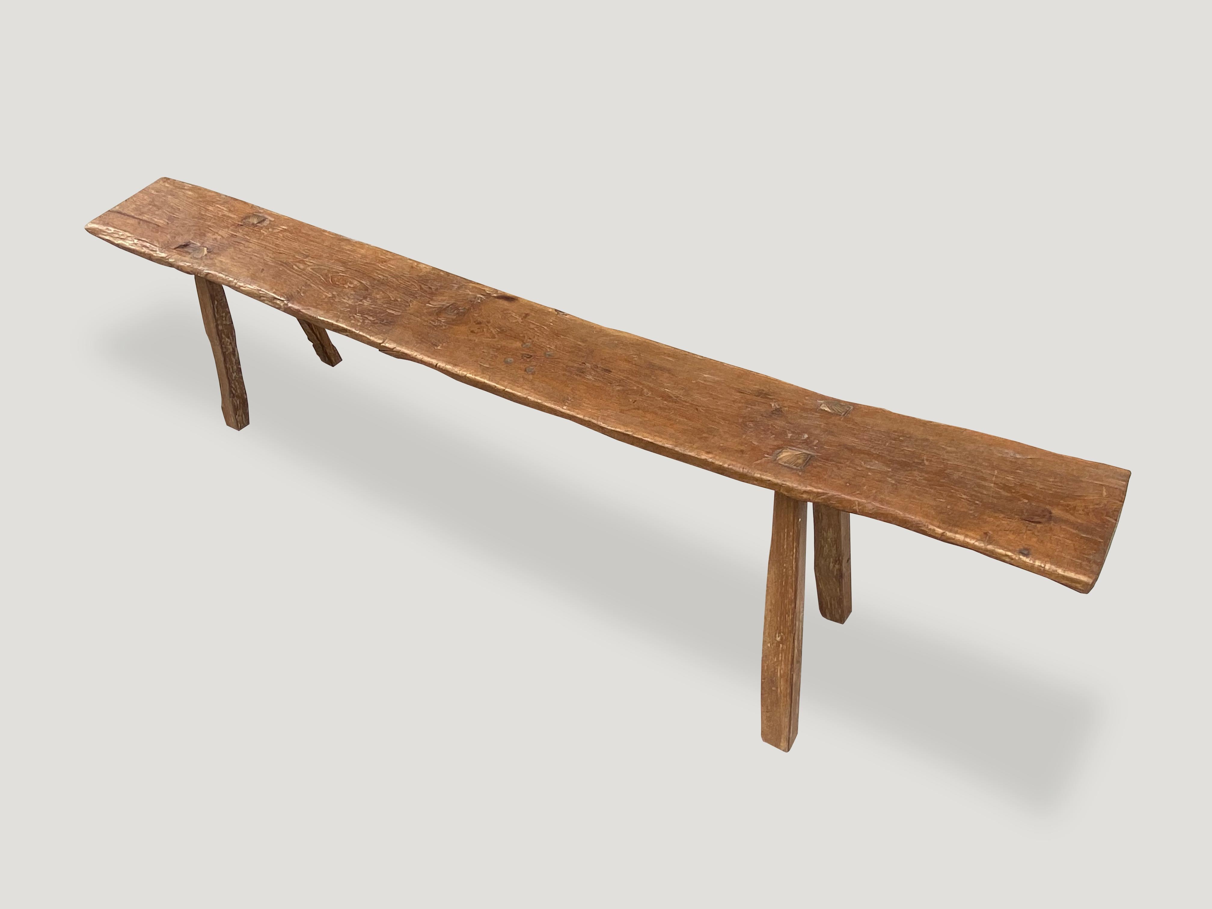 Andrianna Shamaris Antique Teak Wood Bench In Good Condition In New York, NY