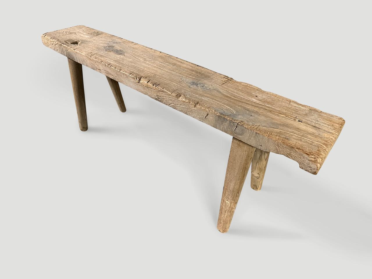 Indonesian Andrianna Shamaris Antique Teak Wood Bench For Sale
