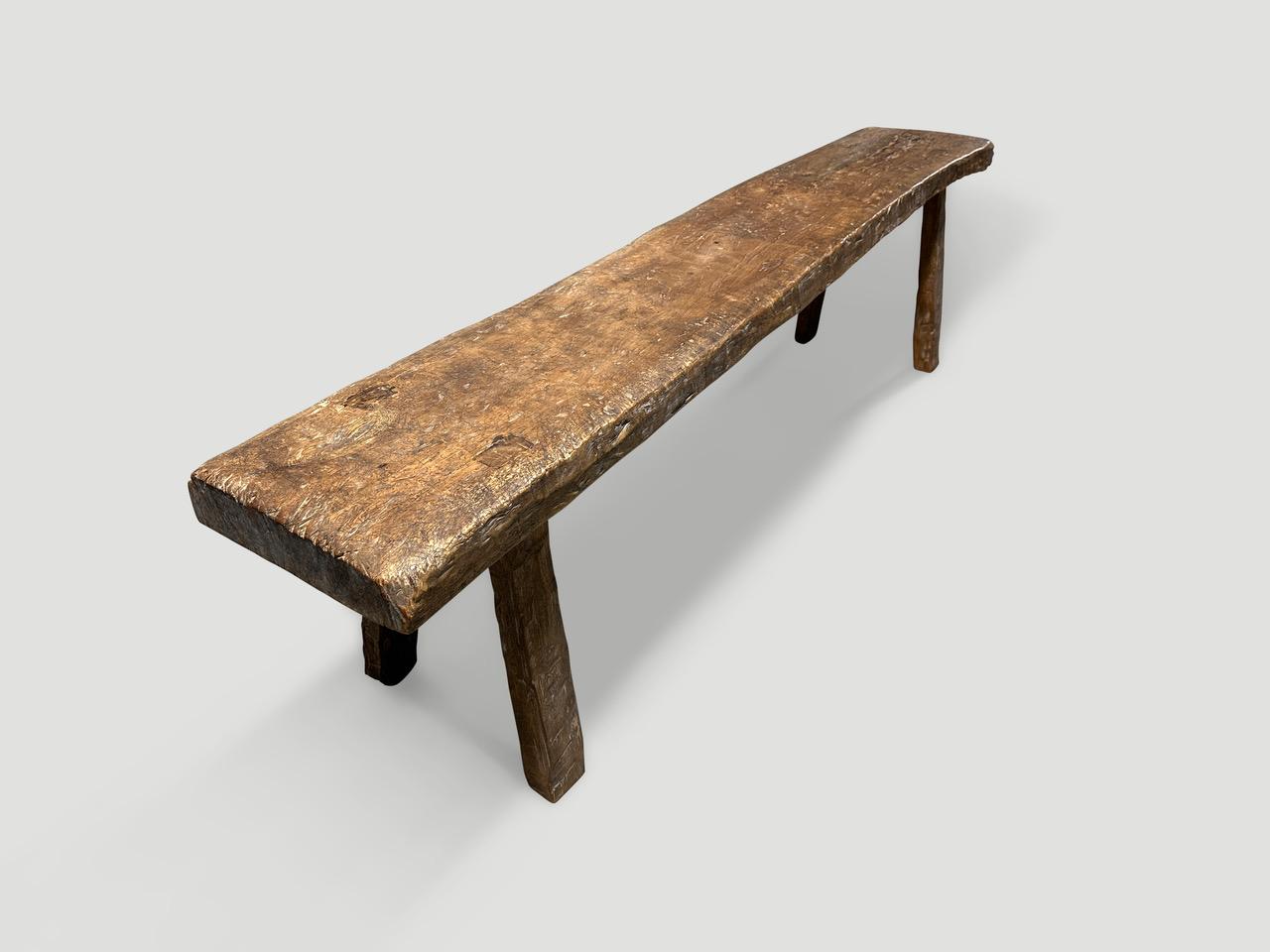 Andrianna Shamaris Antique Teak Wood Bench In Excellent Condition For Sale In New York, NY
