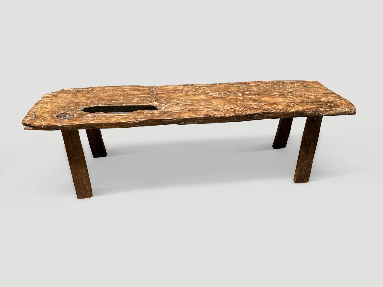 Andrianna Shamaris Antique Teak Wood Bench In Excellent Condition For Sale In New York, NY