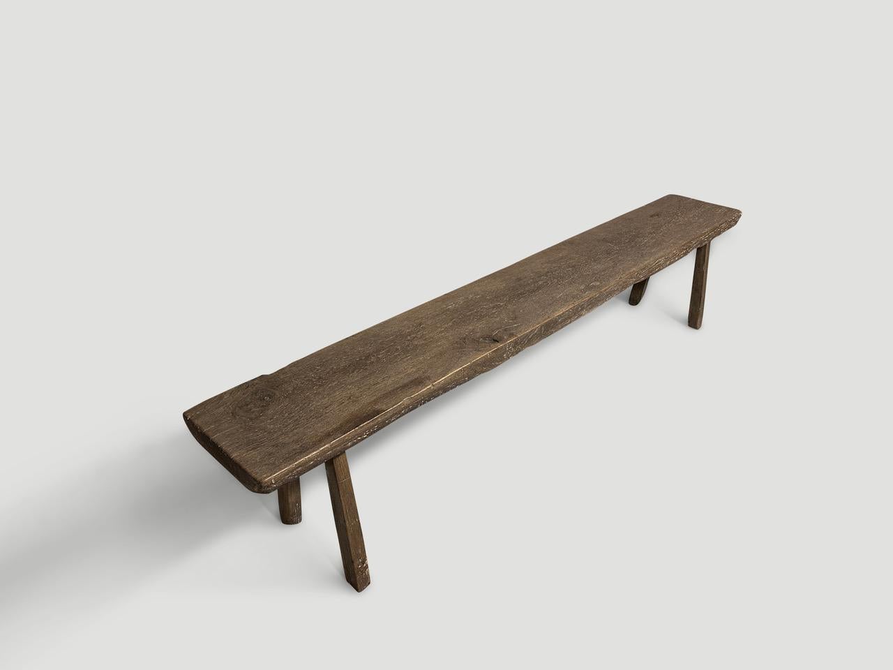 Andrianna Shamaris Antique Teak Wood Bench  In Excellent Condition For Sale In New York, NY