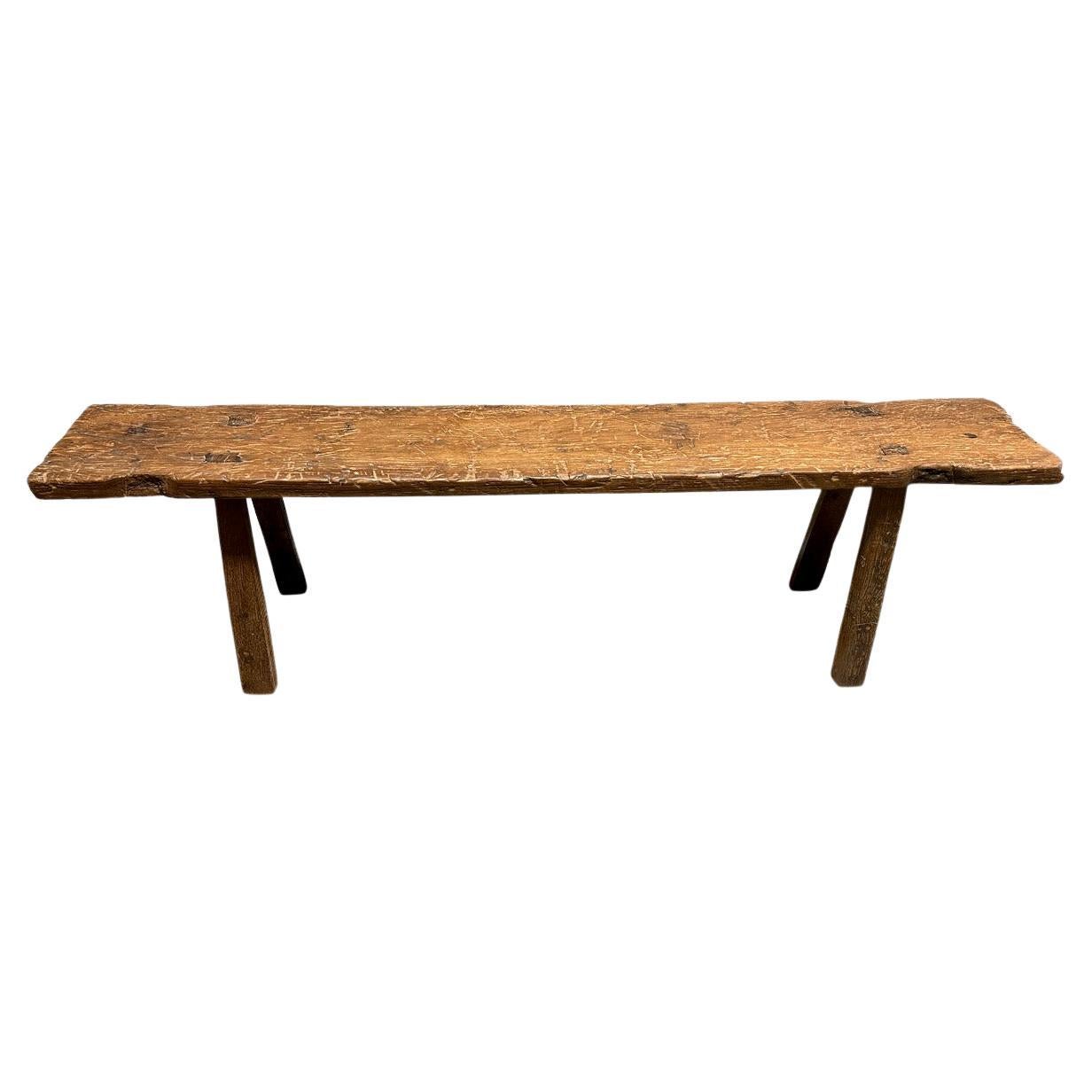 Andrianna Shamaris Antique Teak Wood Bench For Sale at 1stDibs