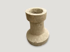 Andrianna Shamaris Antique Teak Wood Column Side Table