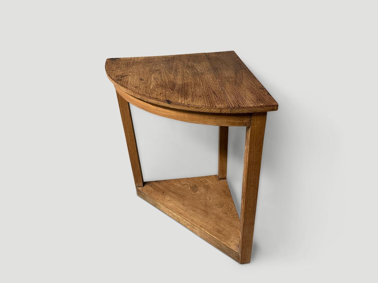 Mid-Century Modern Andrianna Shamaris Antique Teak Wood Corner Table For Sale