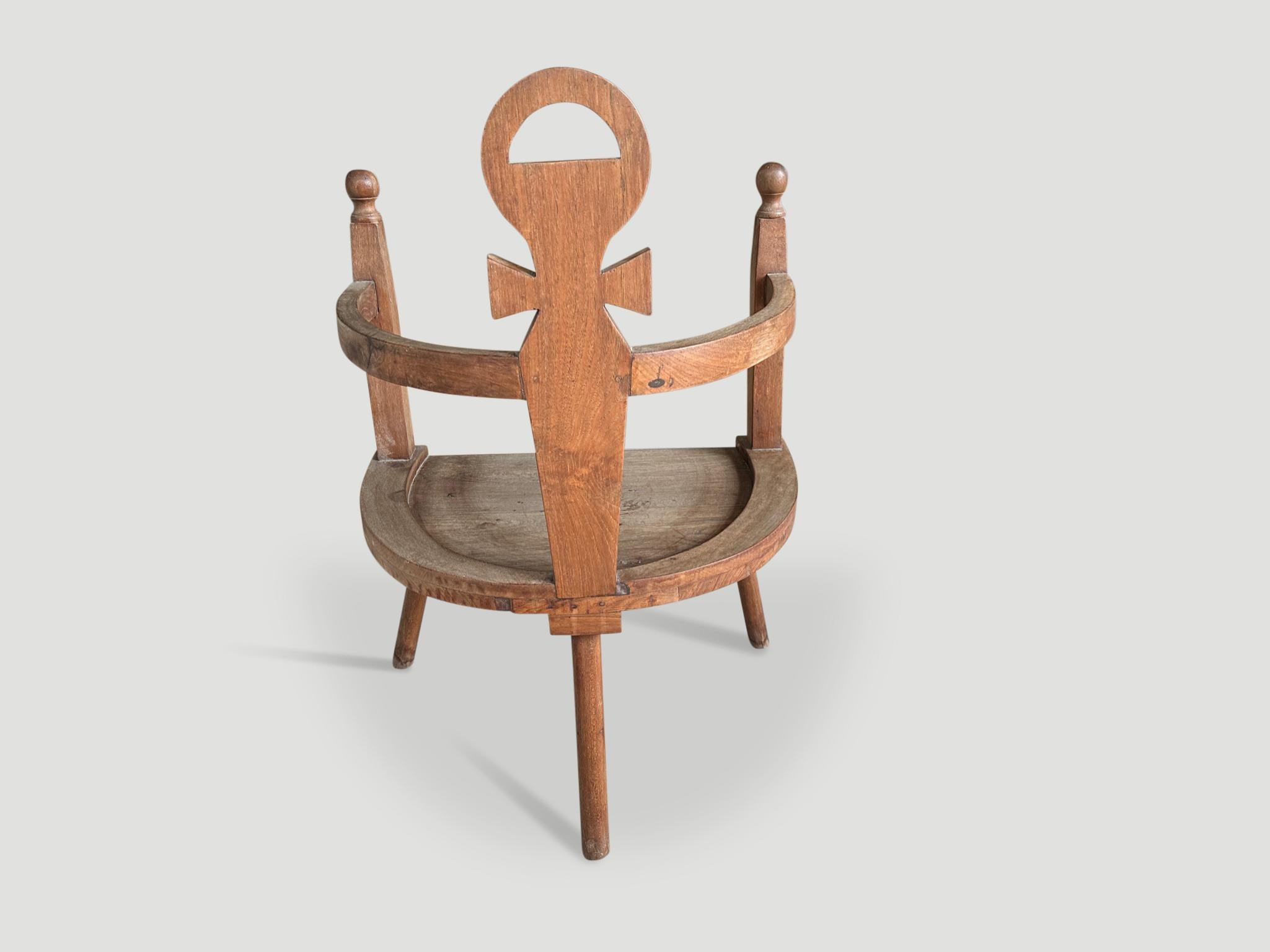 Andrianna Shamaris Antique Teak Wood Decorative Chair In Excellent Condition For Sale In New York, NY